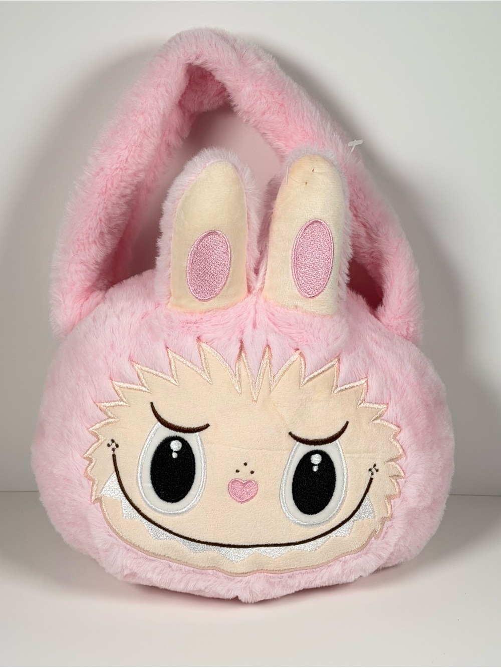 Pink Monster Rabbit Plush Handbag Zipper Purse Kawaii Cute Bunny Furry Bag